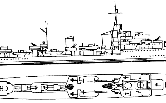 Эсминец DKM ZH-1 [ex Hr. Ms. Gerard Callenburgh Destroyer] - чертежи, габариты, рисунки
